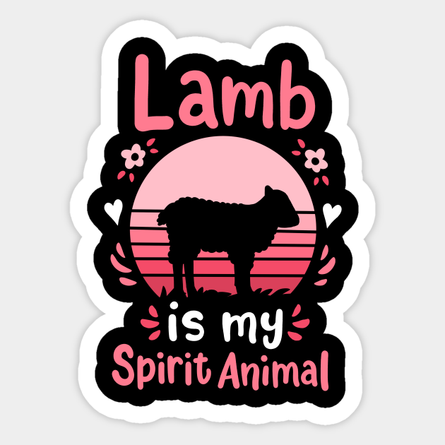 Lamb Spirit Animal Retro Lamb Sticker TeePublic